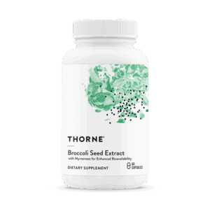 Thorne Broccoli Seed Extract supplement bottle, front label