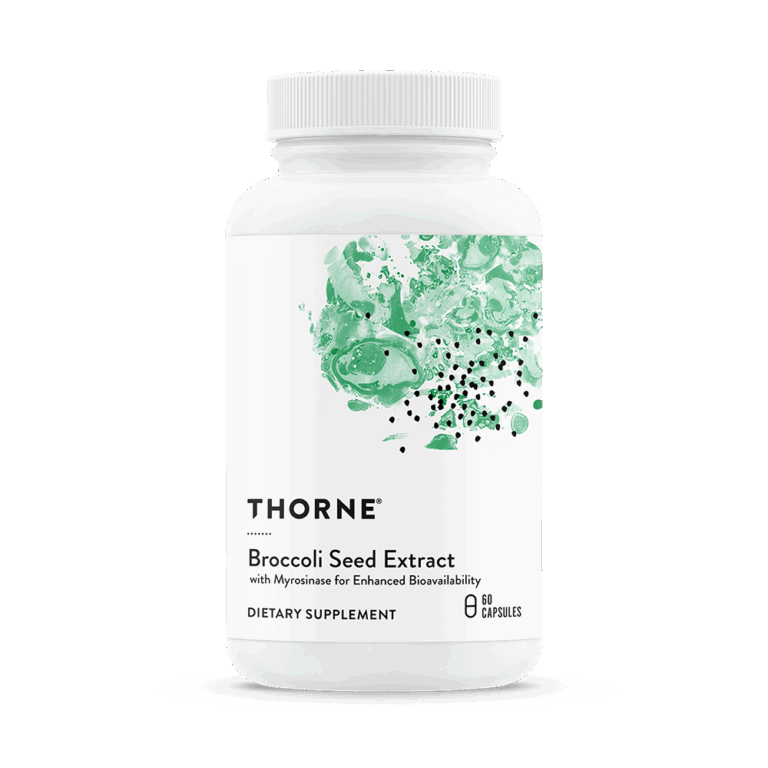 Thorne Broccoli Seed Extract supplement bottle, front label