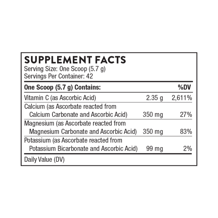Thorne High Potency Vitamin C supplement facts - image 2