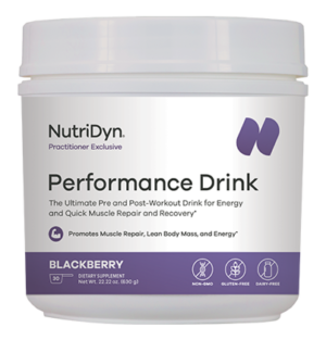 Nutridyn Performance Drink tub, front label