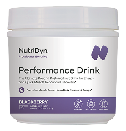Nutridyn Performance Drink tub, front label