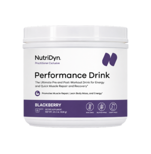 Nutridyn Performance Drink tub, front label