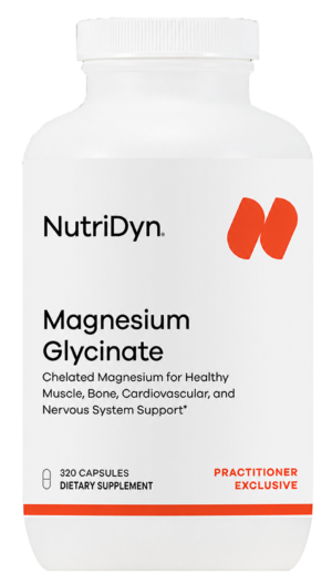 Nutridyn Magnesium Glycinate capsule bottle, front label