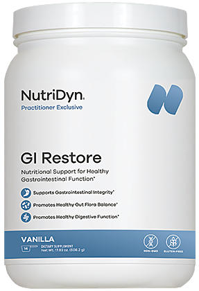Nutridyn GI Restore gut repair powder tub, front label