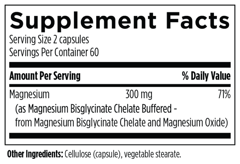Magnesium Bisglycinate - Designs for Sport - Supplement Facts