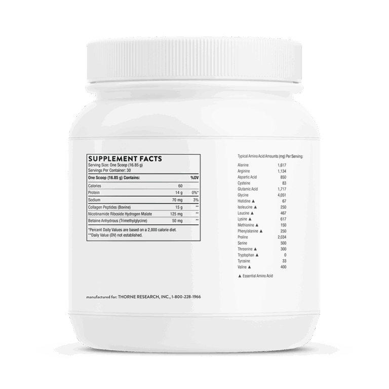 Thorne Collagen Fit supplement facts panel