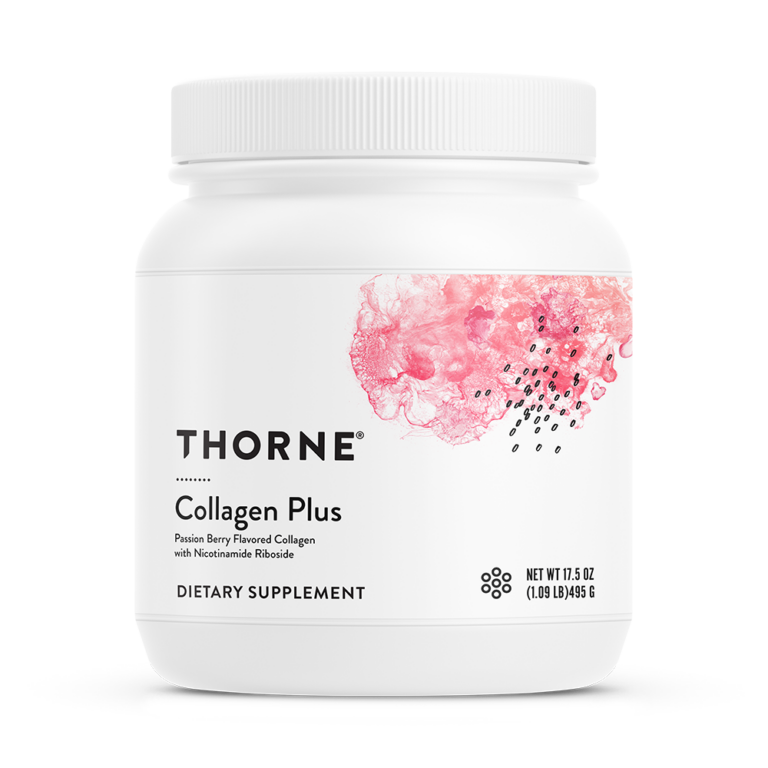 Thorne Collagen Plus passion berry collagen powder tub, front label