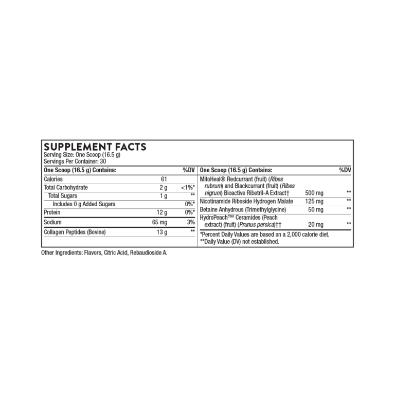 Thorne Collagen Plus supplement facts panel - image 2