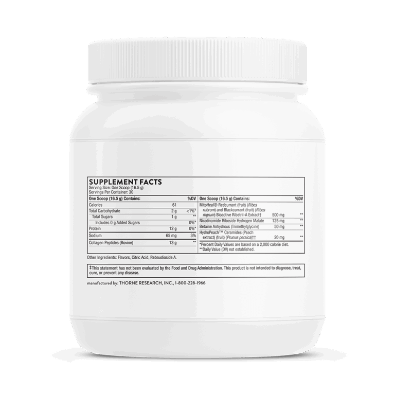Thorne Collagen Plus supplement facts panel