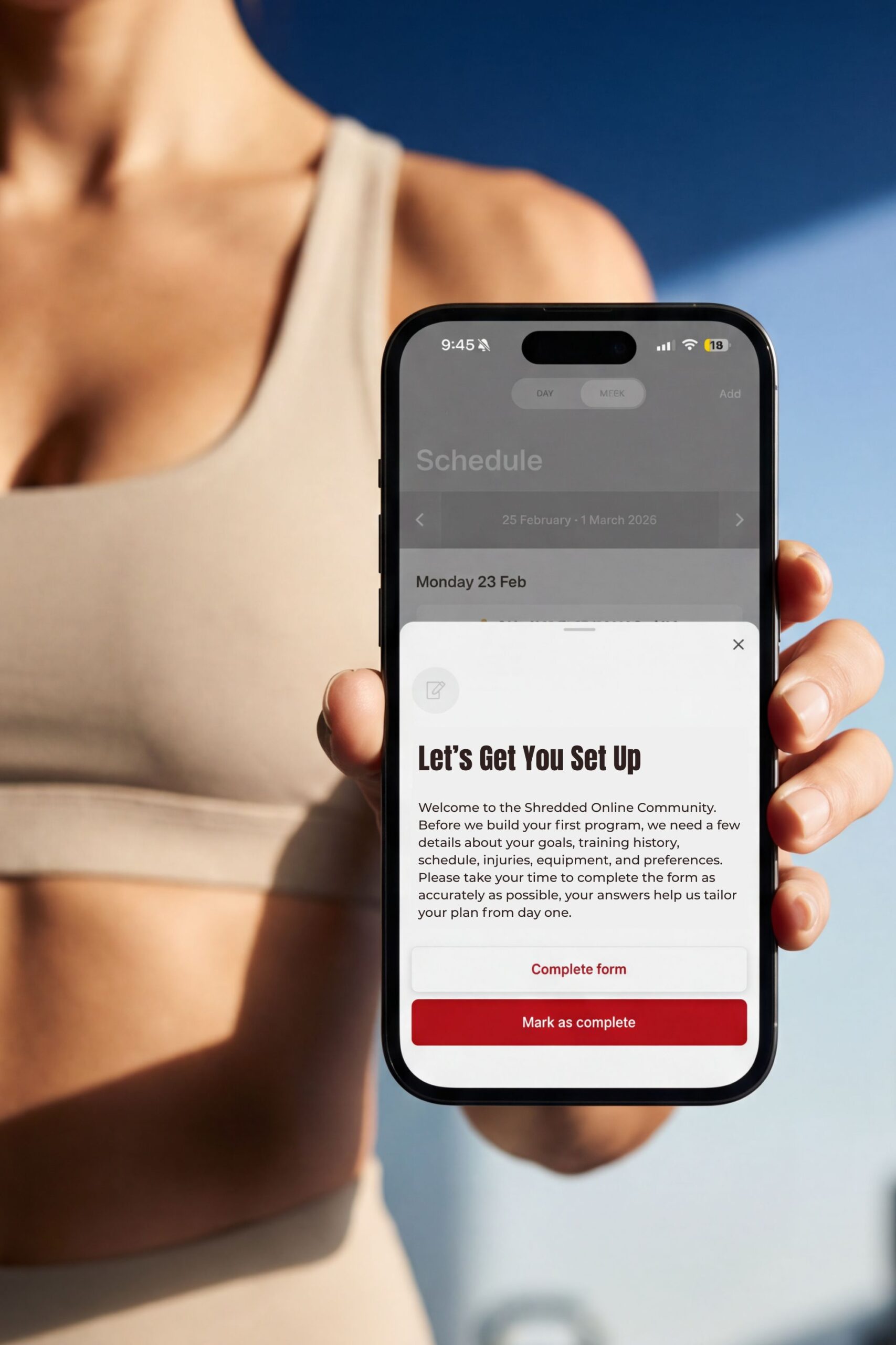 Training app screenshot