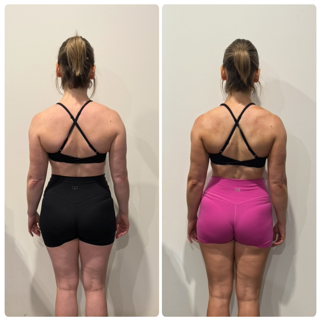 Ashleigh before and after transformation, back view
