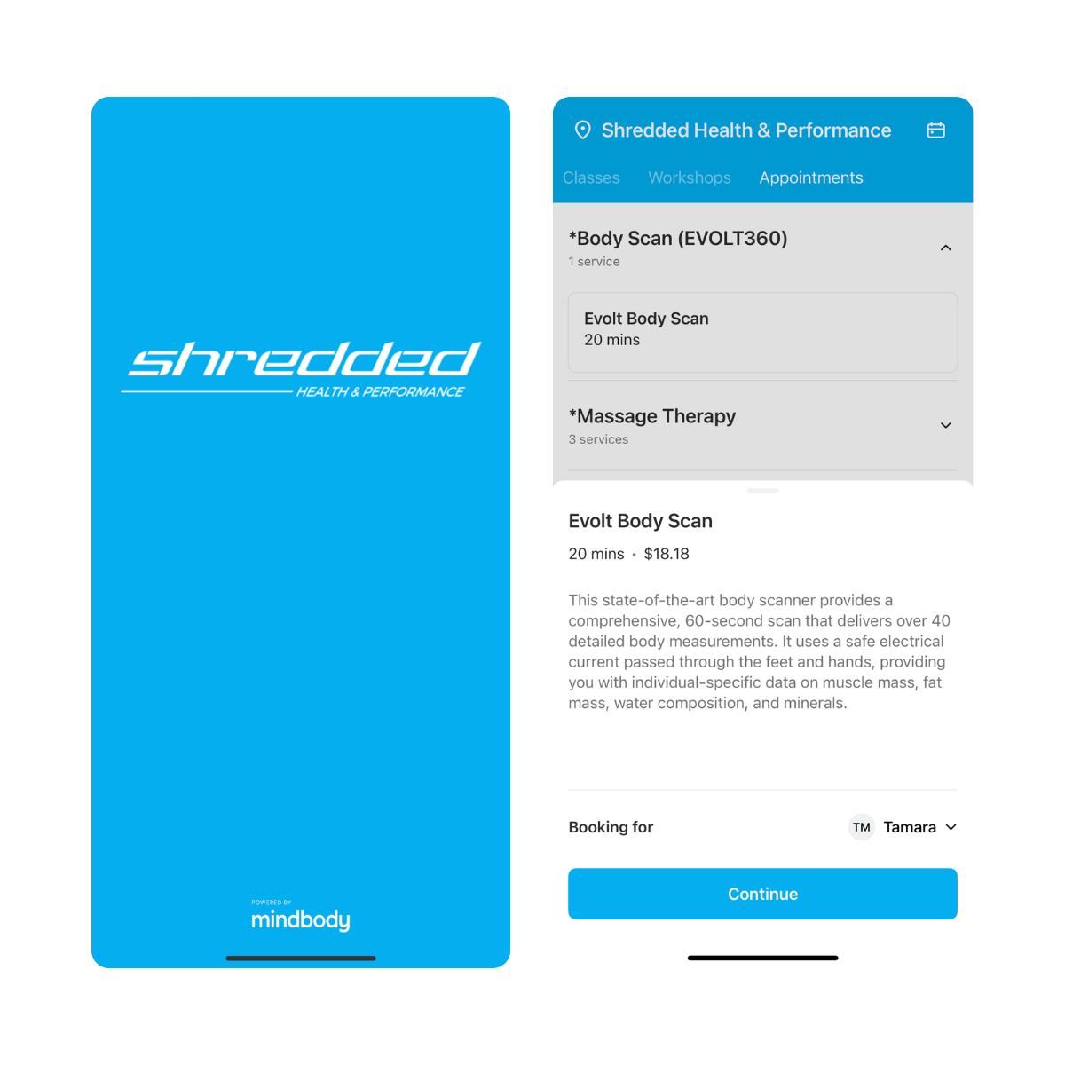 Book through the Shredded app