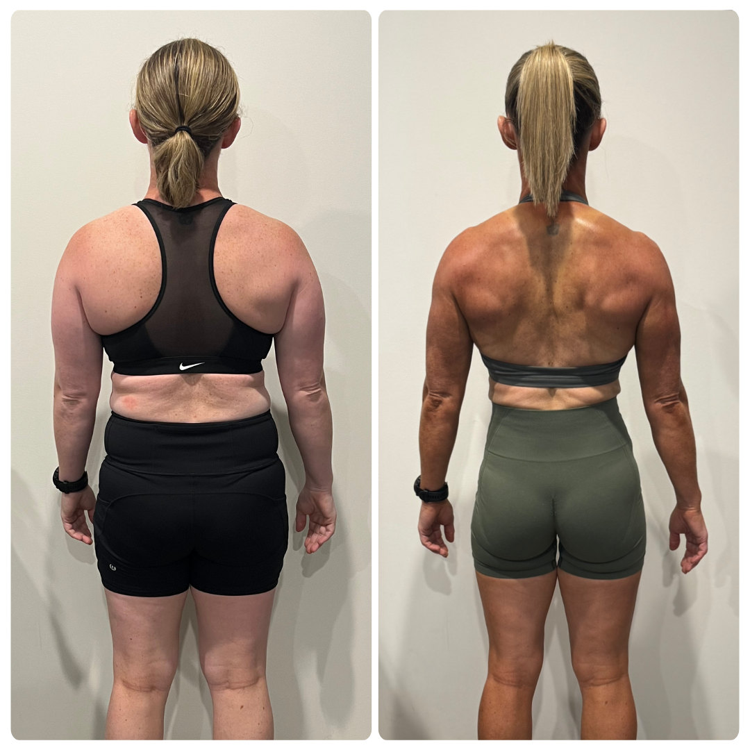 Shaz before and after transformation, back view