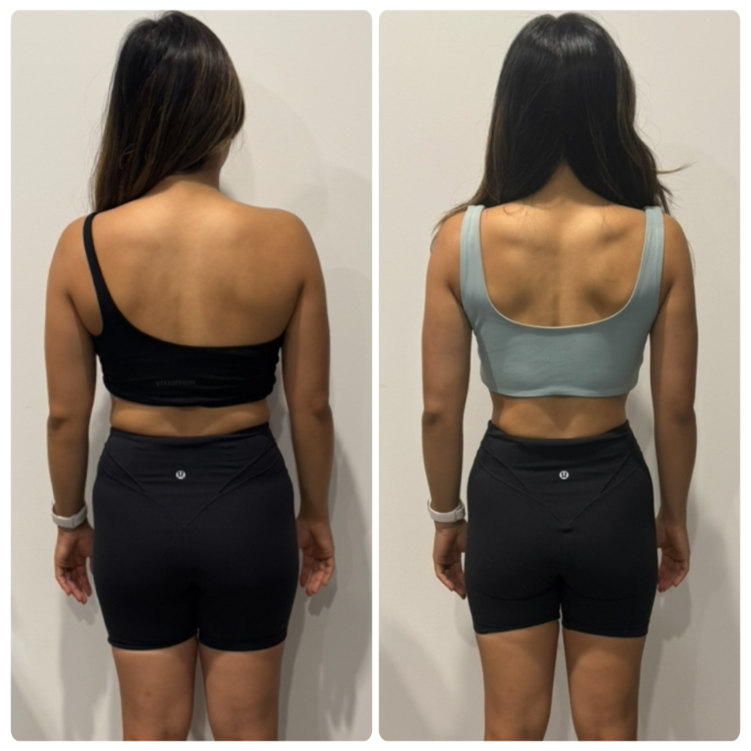 Shevon before and after transformation, back view