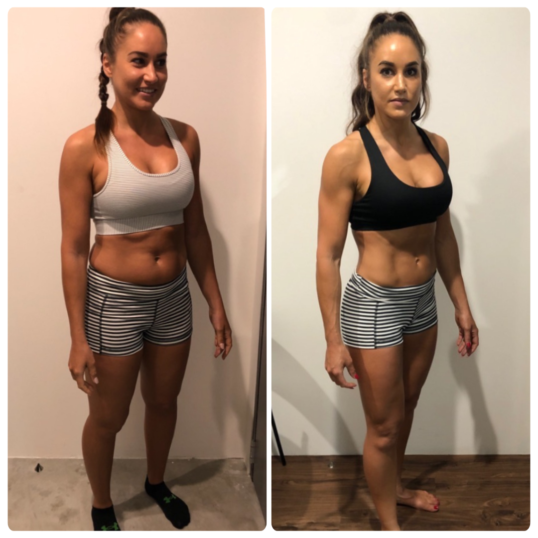 Vanessa before and after transformation, side view