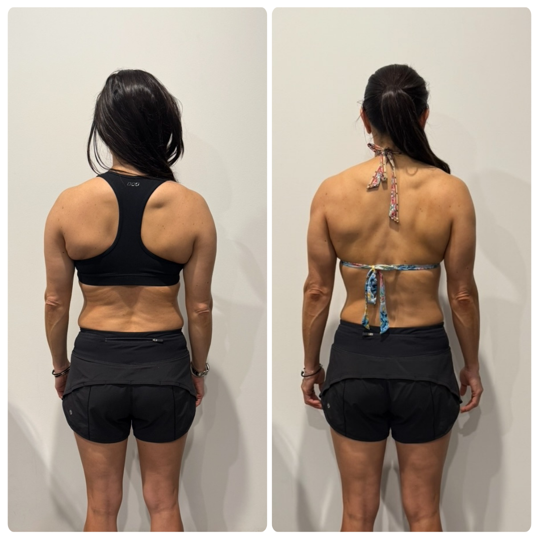 Yvonne before and after transformation, back view