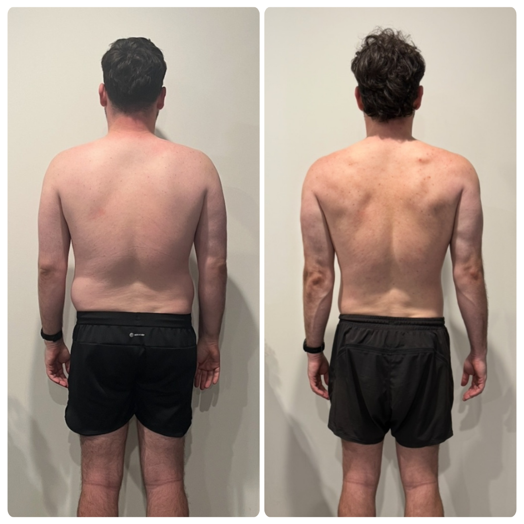Jack before and after transformation, back view